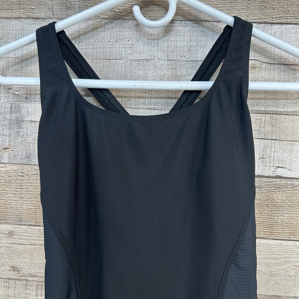 Speedo Womens Black One Piece‎ Swimsuit Racerback Keyhole Athletic Swim Size 8 - Picture 2 of 9